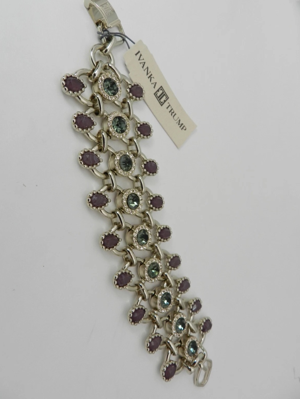 Ivanka Trump Silver-Tone Bracelet with Purple and Green Stones